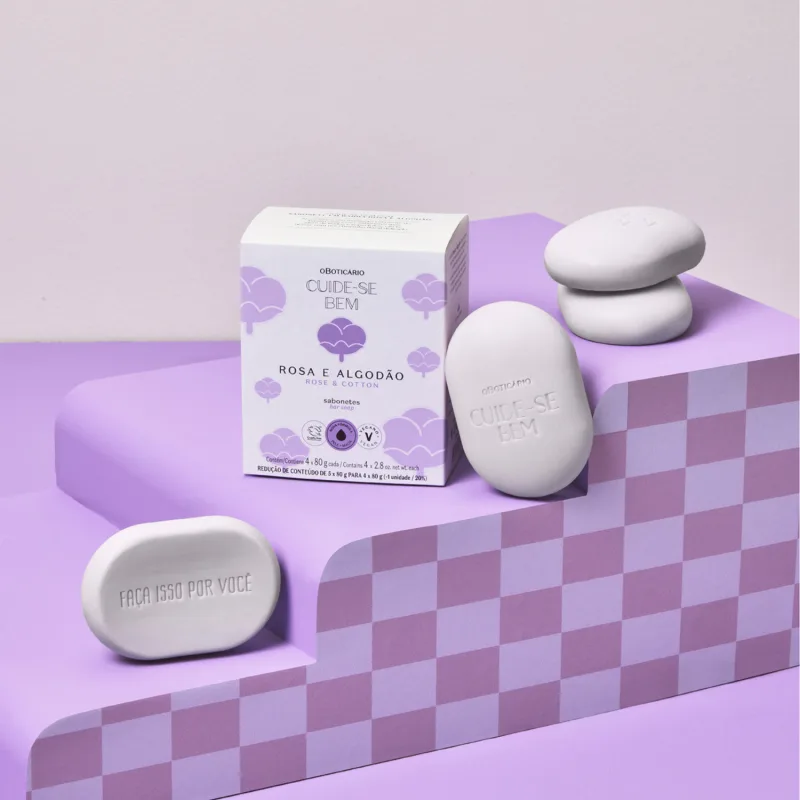 Sabonetes Cuide-se Bem Rosa e Algodão 4x80g O Boticário - Imagem 3