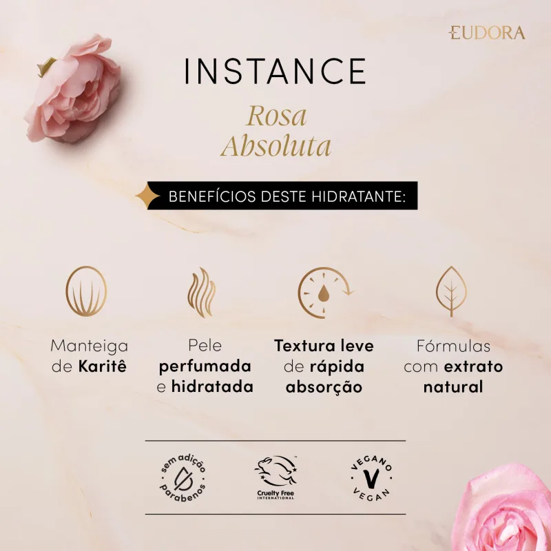 Creme Instance Rosa Absoluta Hidratante 400ml Eudora - Imagem 2