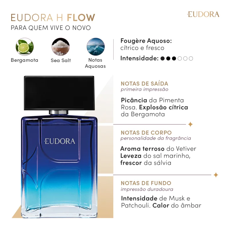 Eudora H Flow Desodorante Colônia Masculina 100ml - Imagem 4