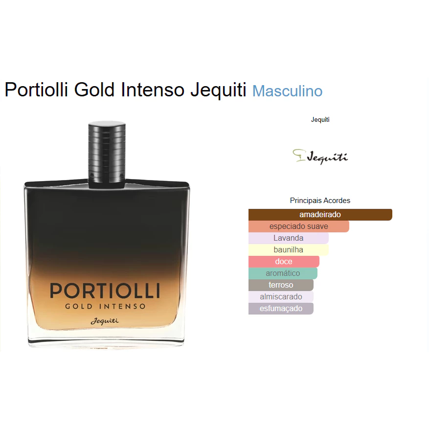Portiolli Gold Intenso Desodorante Colônia Masculina Jequiti 90ml - Imagem 4